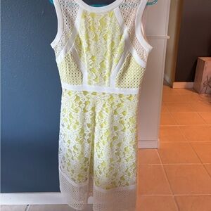 White and Yellow Lace Vintage Style Dress